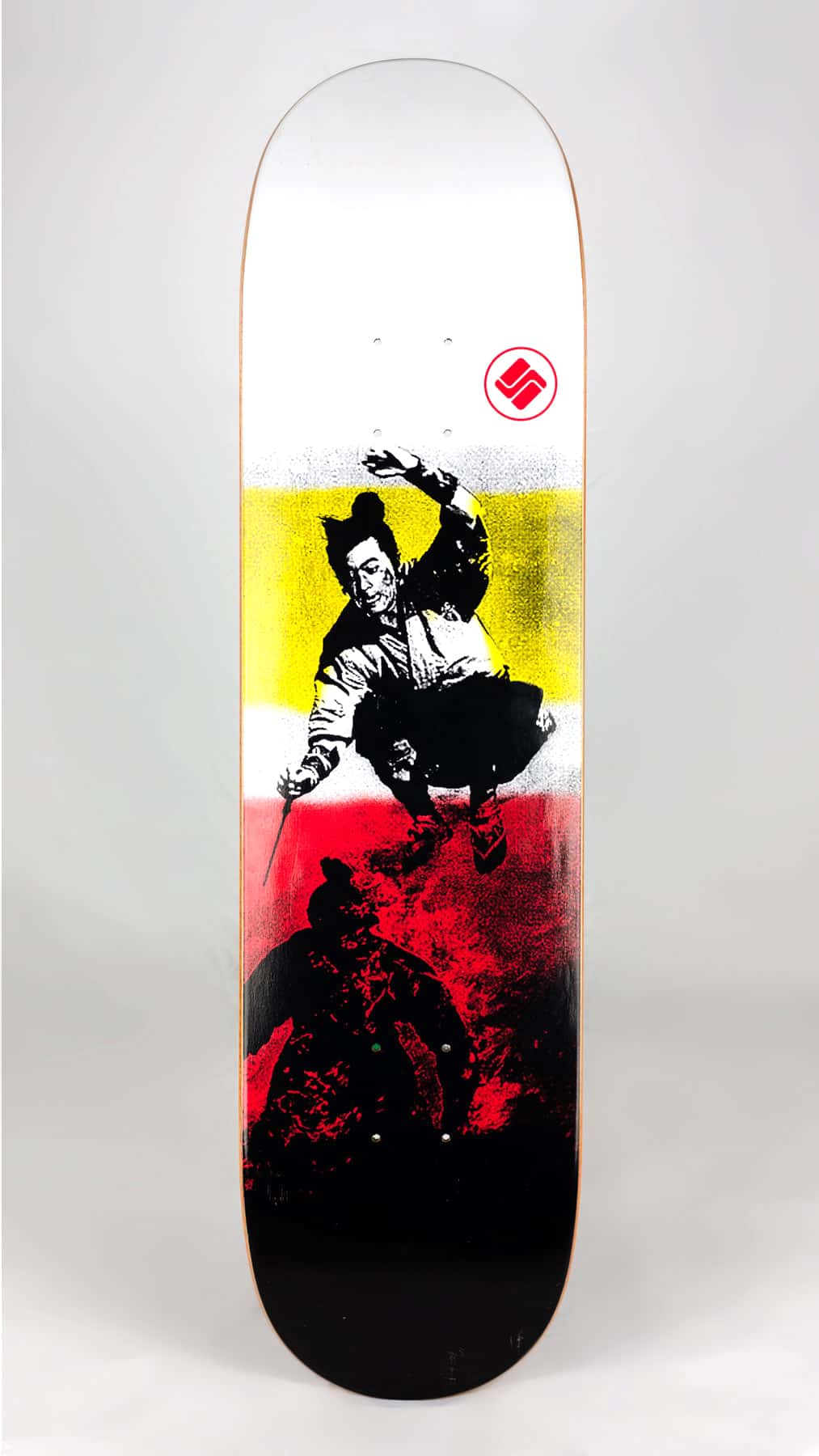 old samurai movie inspired skateboard graphic by chris morgan creative