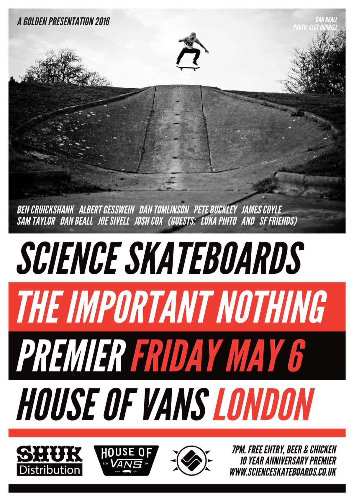 house of vans sk8 fry day london the important nothing premiere poster graphic design layout dan beall frontside flip photo alex burrell