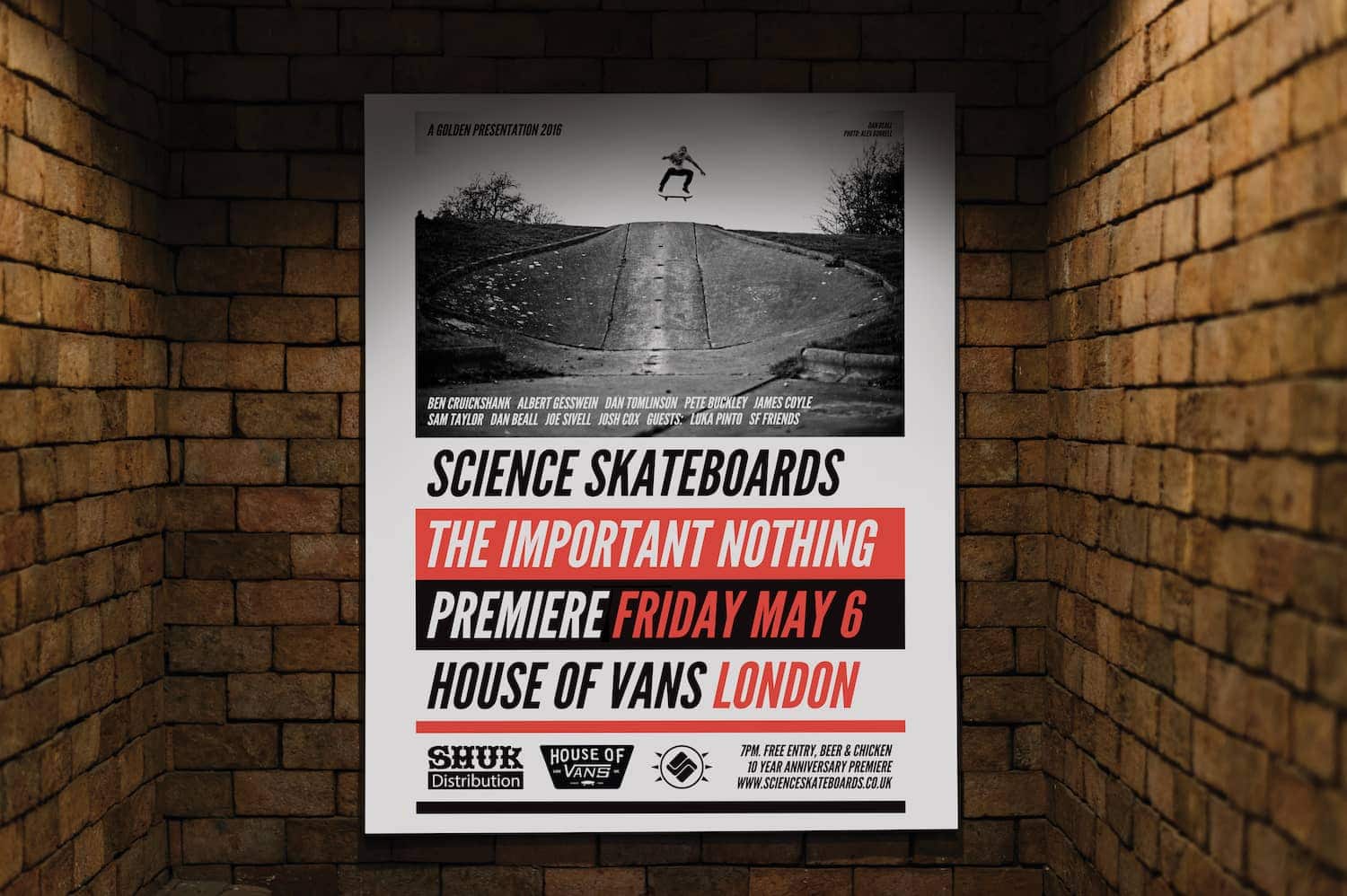 house of vans sk8 fry day london the important nothing premiere poster graphic design layout dan beall frontside flip photo alex burrell