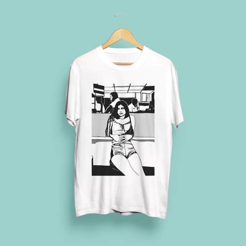 Hope Sandoval from  the band Mazzy Star Diner image hand drawn and printed tee shirt